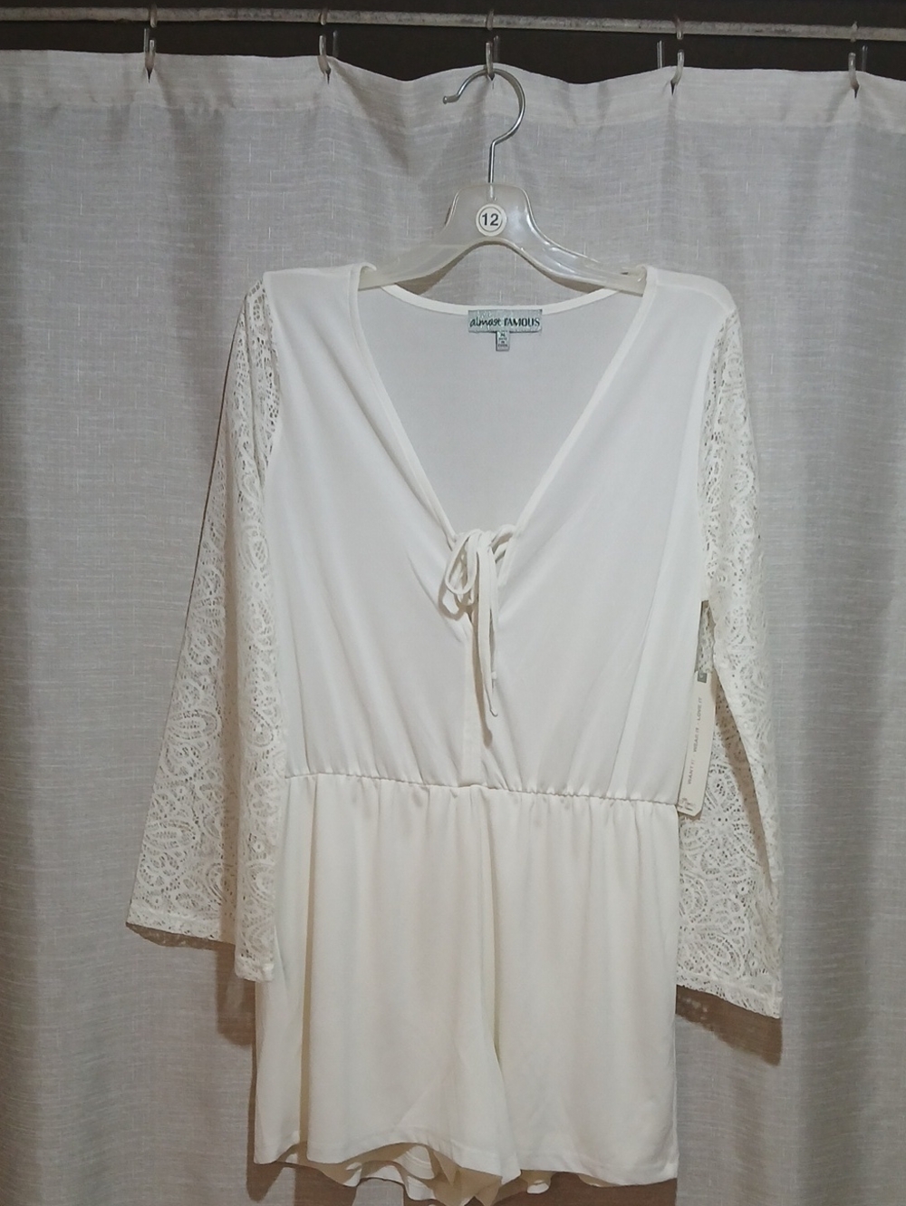 Almost Famous White Lace-Sleeve V-Neck Romper